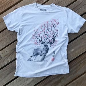 Design by Hümans Artist Graphic Tee Sakura Deer Lg